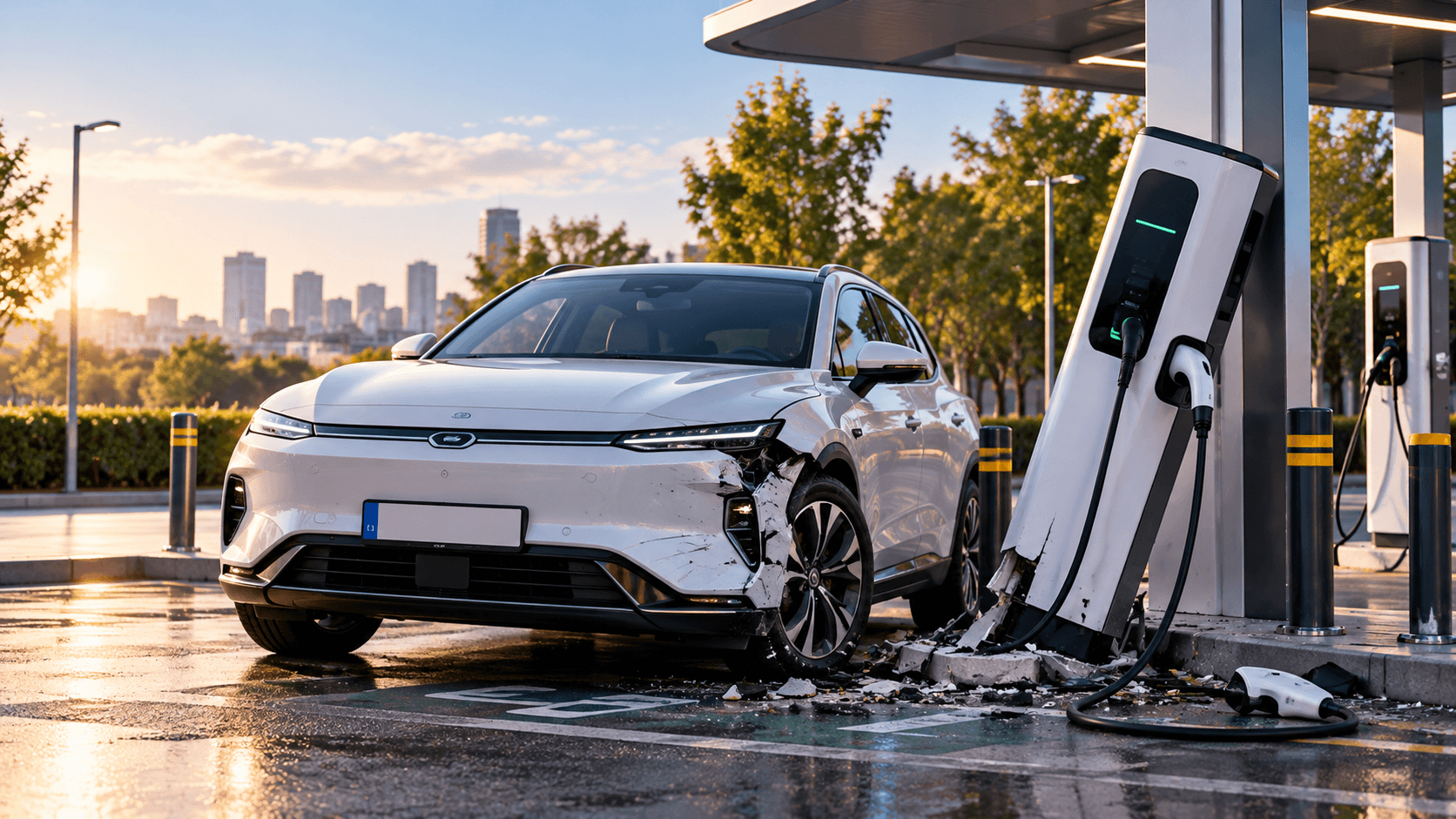 Damaged EV at Charging Station.png